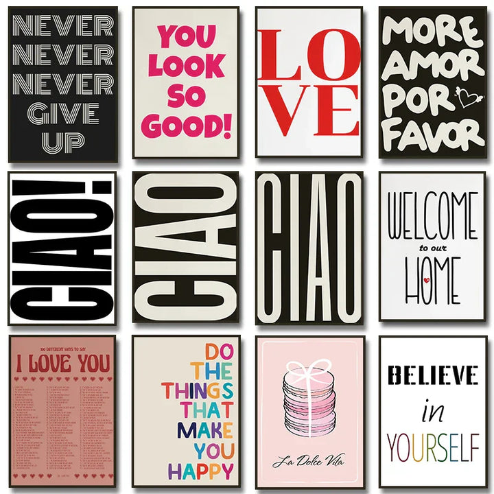 Ciao Poster Wandkunst Feine Kunstdrucke Einfache Phrasen Bilder Für Wohnzimmer Schlafzimmer Kunst Wesentliche Inspirierende Zitate Für Modernes Leben | Karnz