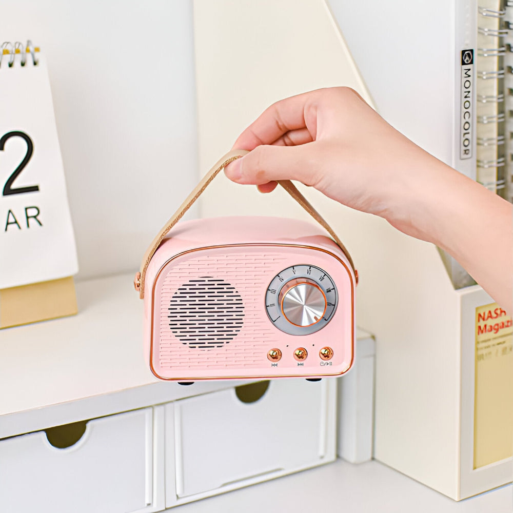 SoundRetro Bluetooth Lautsprecher – Kabelloser Vintage Lautsprecher mit tiefem Sound & Retro-Design | Karnz