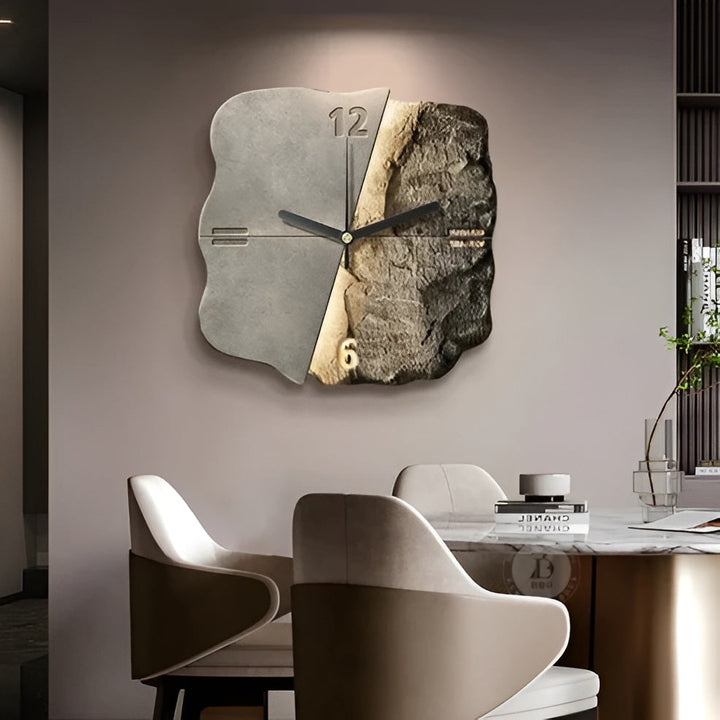 Sandstein Wanduhr – Modernes 3D-Design | Dekorativ für Wohnzimmer und Büros | Karnz