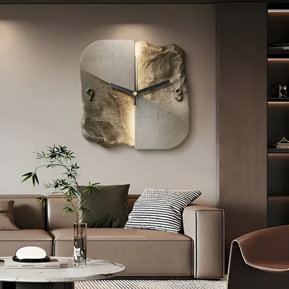 Wanduhr aus Sandstein – Modernes 3D-Design | Dekoratives Accessoire für Wohnzimmer und Büros