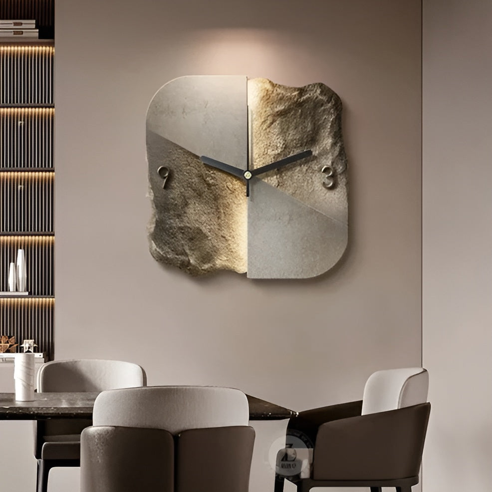 Sandstein Wanduhr – Modernes 3D-Design | Dekorativ für Wohnzimmer und Büros | Karnz
