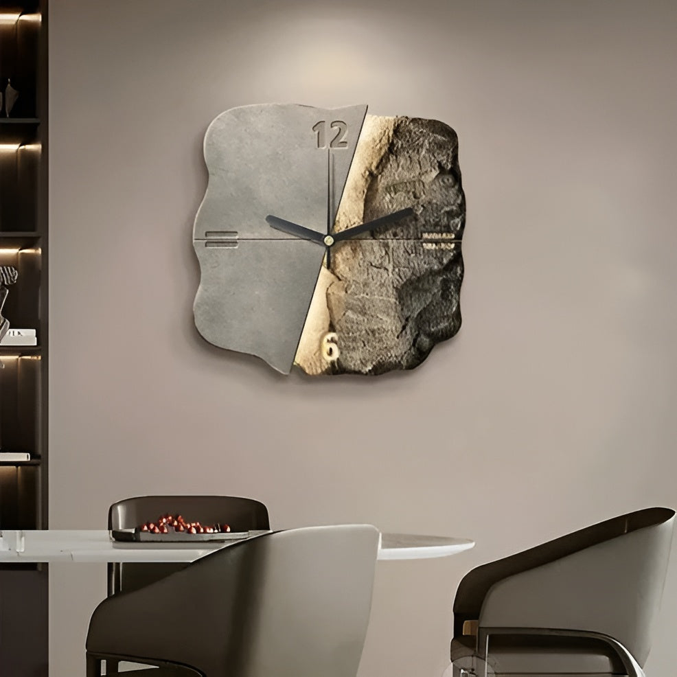 Sandstein Wanduhr – Modernes 3D-Design | Dekorativ für Wohnzimmer und Büros | Karnz