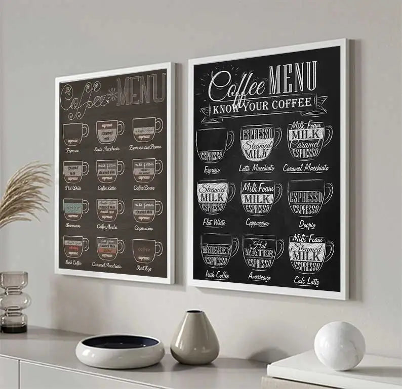 Kaffee Connaisseur Wandkunst Fein Kunst Leinwanddrucke Schwarz Weiß Kaffee Menü Poster Bilder Für Küche Diner Kaffeehaus Café Kunst Dekor | Karnz
