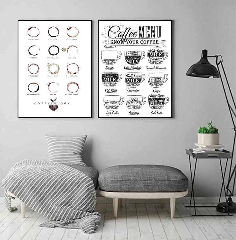 Kaffeekenner Wandkunst Fine Art Leinwanddrucke Schwarz Weiß Kaffee Menü Poster Bilder Für Küche Diner Cafeteria Kunst Dekor