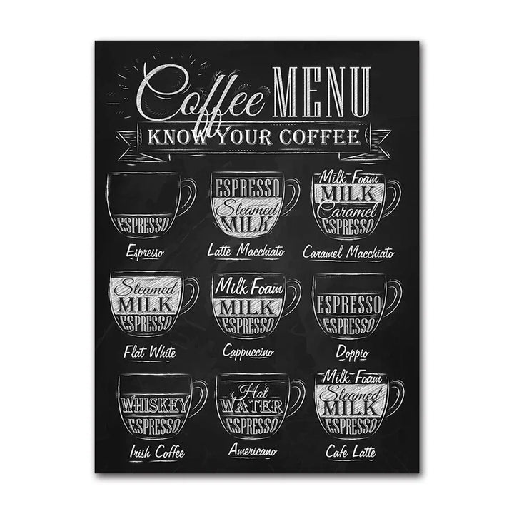 Kaffeekenner Wandkunst Fine Art Leinwanddrucke Schwarz Weiß Kaffee Menü Poster Bilder Für Küche Diner Cafeteria Kunst Dekor