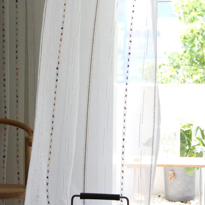 Bunte stereoskopische gestickte transparente Gardine | Karnz