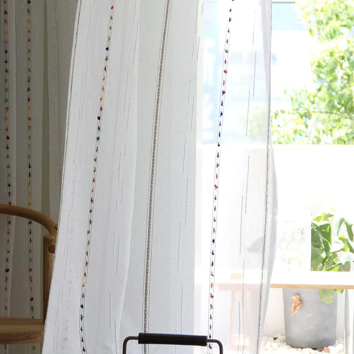Bunte stereoskopische gestickte transparente Gardine | Karnz