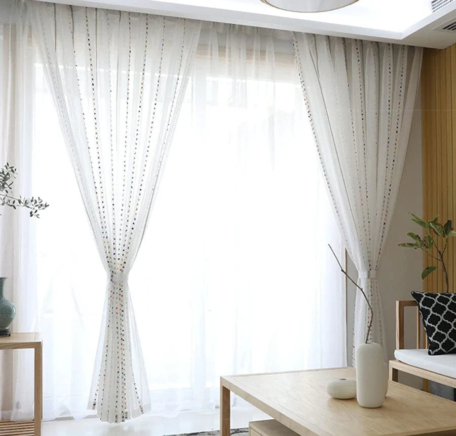 Bunte stereoskopische gestickte transparente Gardine | Karnz