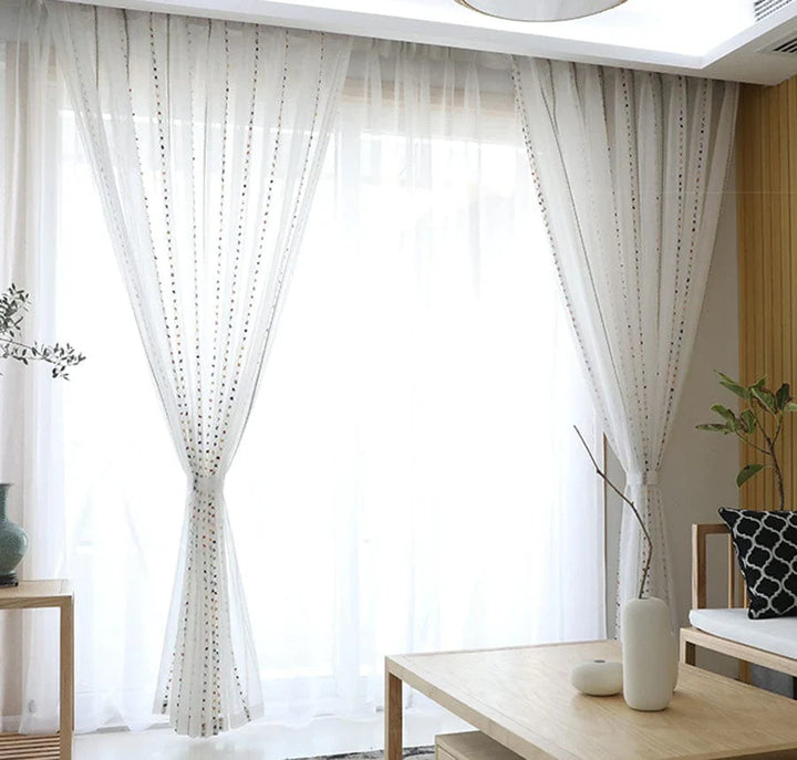 Bunte stereoskopische gestickte transparente Gardine | Karnz