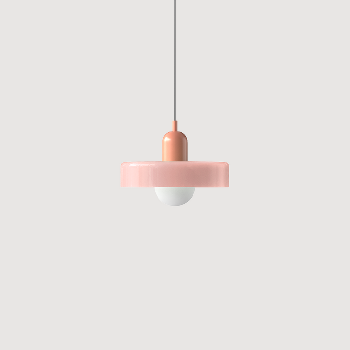 Bunte Glas-Pendelleuchte im Bauhaus-Stil