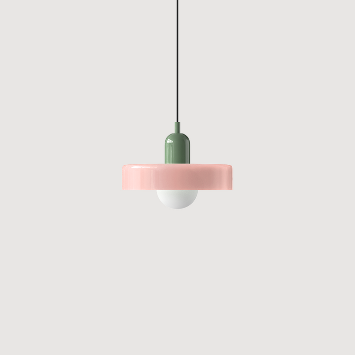 Bunte Glas-Pendelleuchte im Bauhaus-Stil