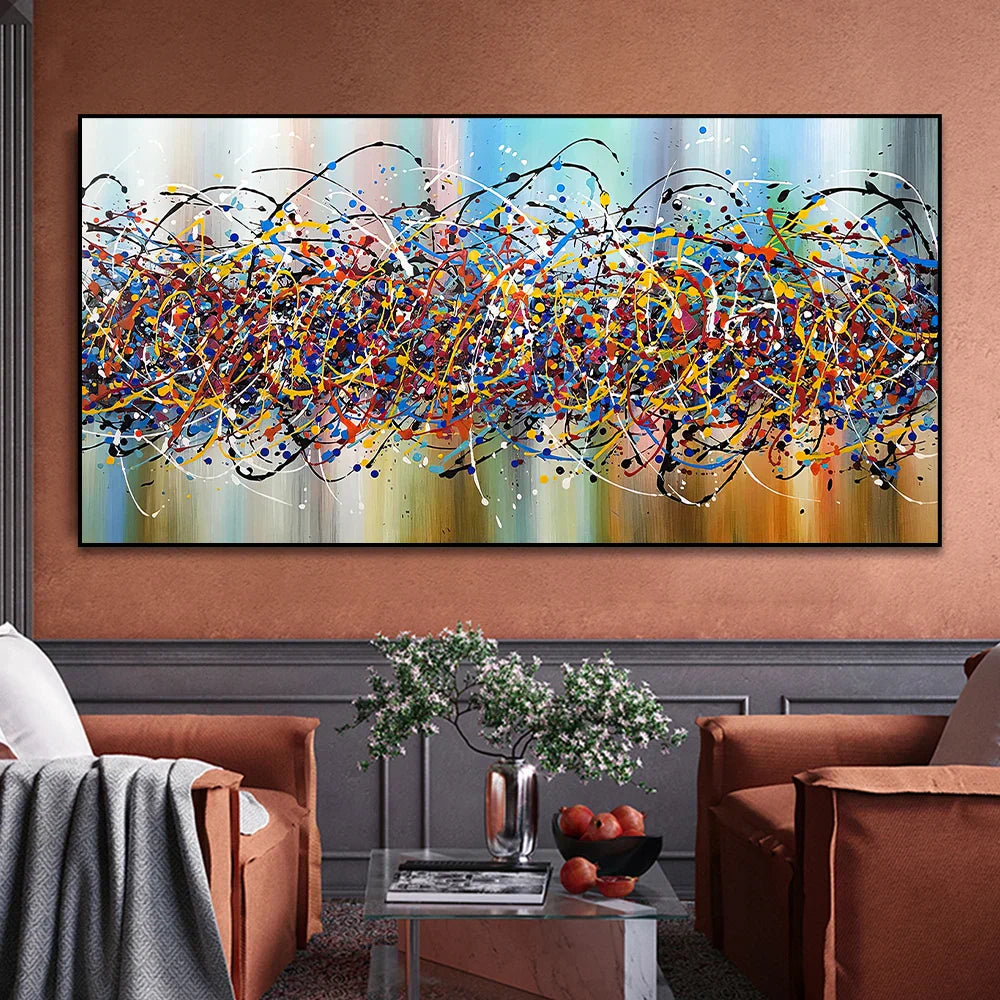 Farbige Chaos Farbklecks Abstrakte Wandkunst Feine Kunst Leinwanddruck Bild Für Modernes Apartment Wohnzimmer Home Office Hotel Dekor