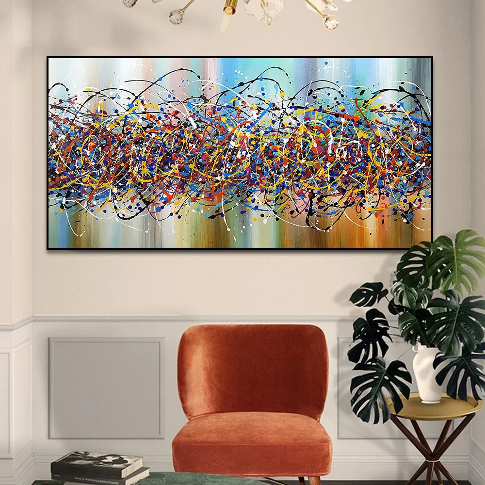 Farbige Chaos Farbklecks Abstrakte Wandkunst Feine Kunst Leinwanddruck Bild Für Modernes Apartment Wohnzimmer Home Office Hotel Dekor