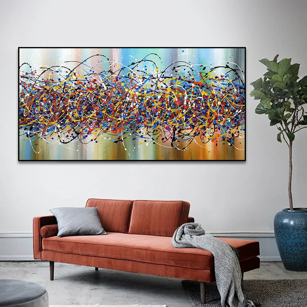 Farbige Chaos Farbklecks Abstrakte Wandkunst Feine Kunst Leinwanddruck Bild Für Modernes Apartment Wohnzimmer Home Office Hotel Dekor