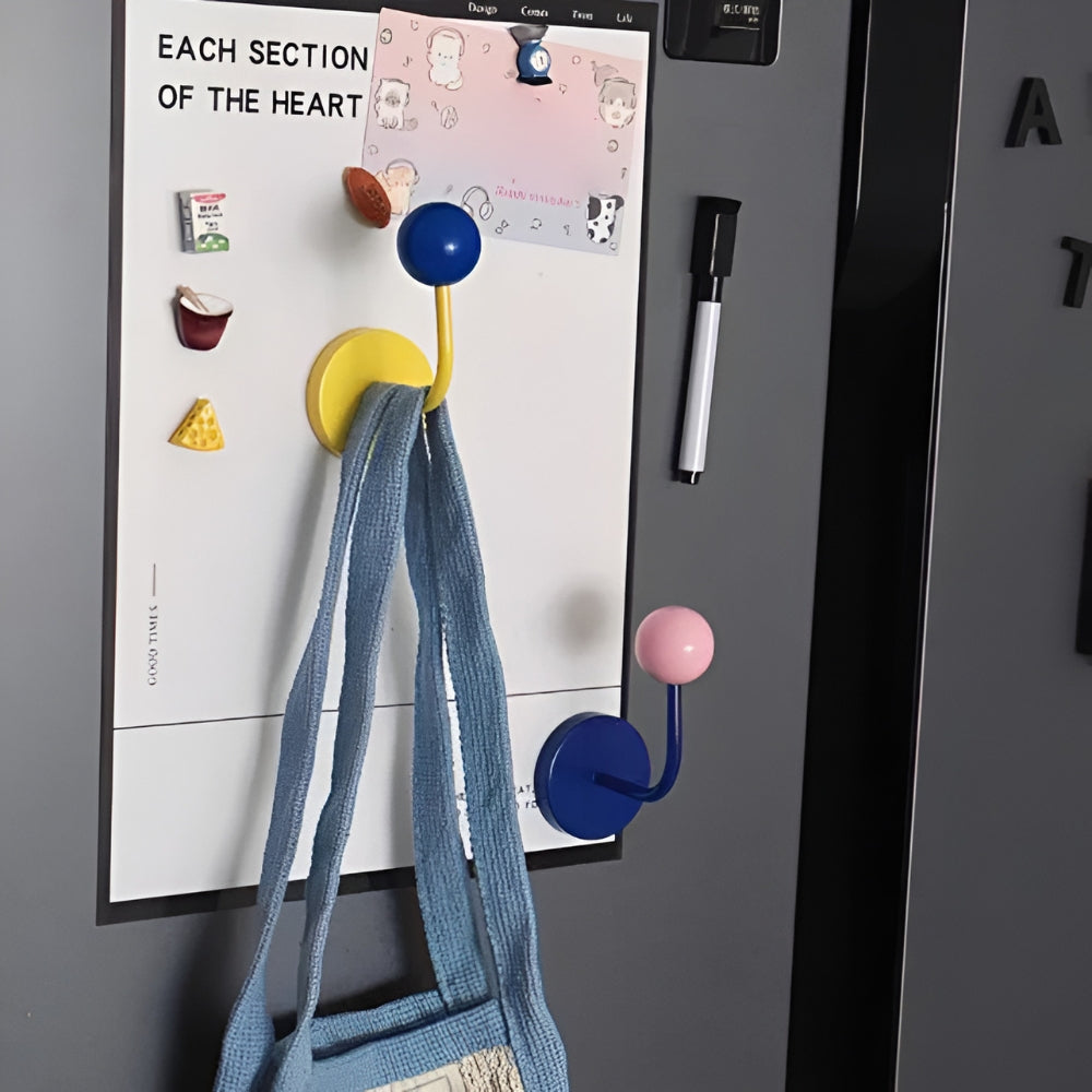 MagneSphere Holzmagnetische Wandhaken – Bunte Aufbewahrungslösung ohne Bohren | Karnz