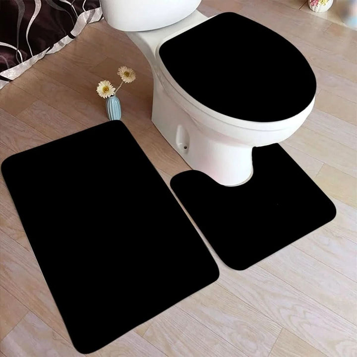 3-teiliges Badteppich-Set mit rutschfester Flanelloberfläche
