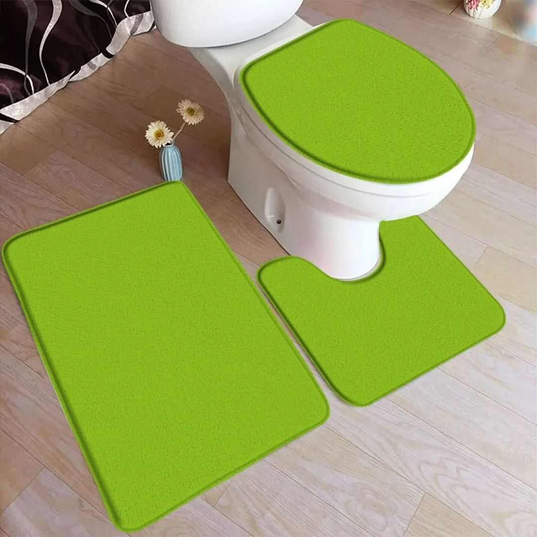 3-teiliges Badteppich-Set mit rutschfester Flanelloberfläche