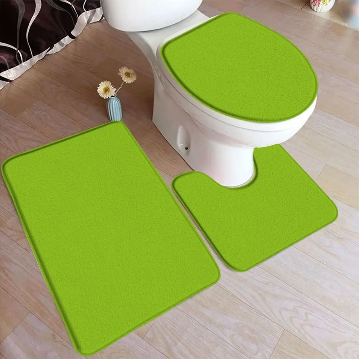 3-teiliges Badteppich-Set mit rutschfester Flanelloberfläche