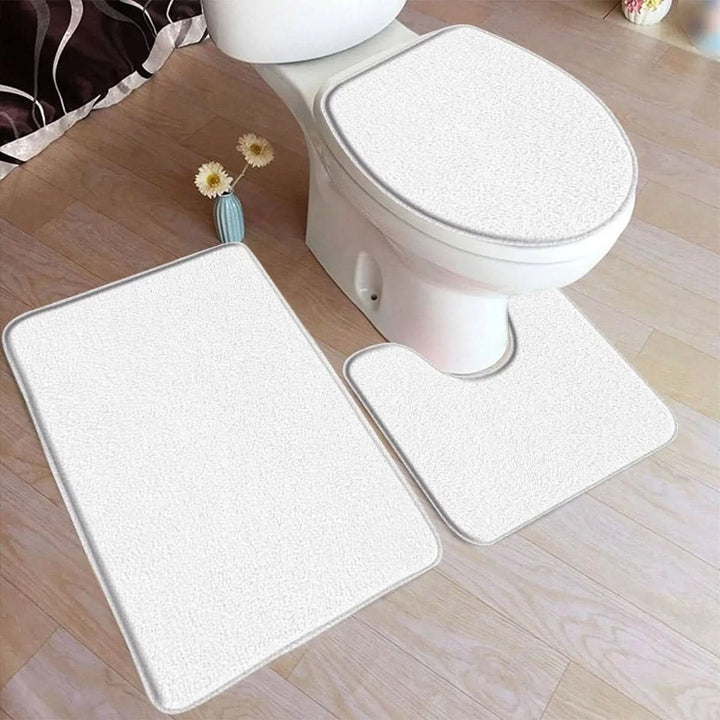 3-teiliges Badteppich-Set mit rutschfester Flanelloberfläche
