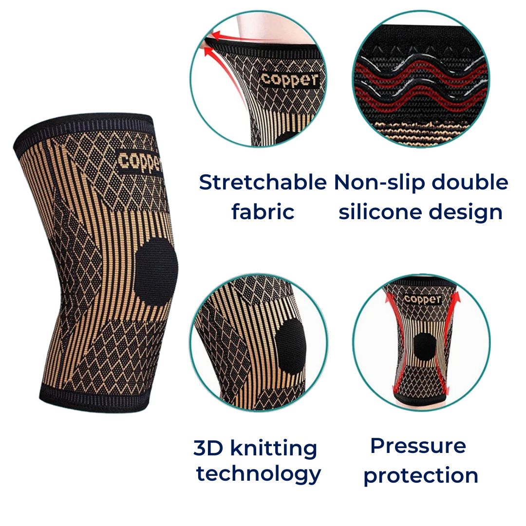 CopperFlex Knee Compression Sleeve | zur Schmerzlinderung - Unterstützung - Mobilität - perfekt für Athleten, Arthritis, Senioren und Verletzungsrehabilitation Karnz