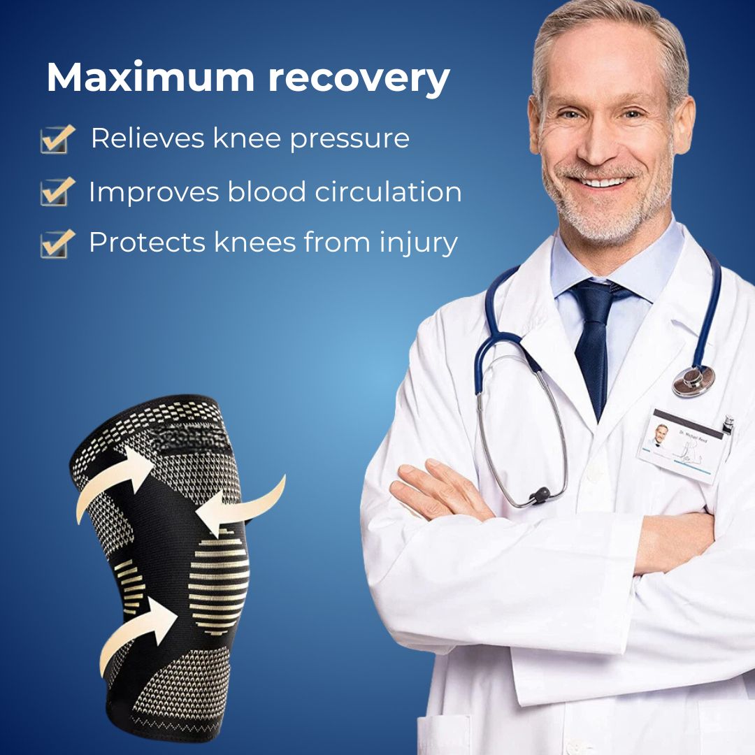 CopperFlex Knee Compression Sleeve | zur Schmerzlinderung - Unterstützung - Mobilität - perfekt für Athleten, Arthritis, Senioren und Verletzungsrehabilitation Karnz