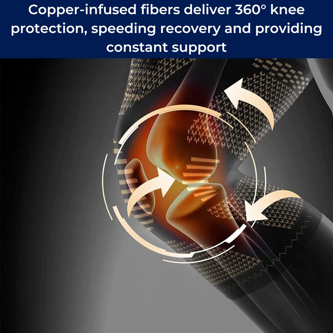 CopperFlex Knee Compression Sleeve | zur Schmerzlinderung - Unterstützung - Mobilität - perfekt für Athleten, Arthritis, Senioren und Verletzungsrehabilitation Karnz