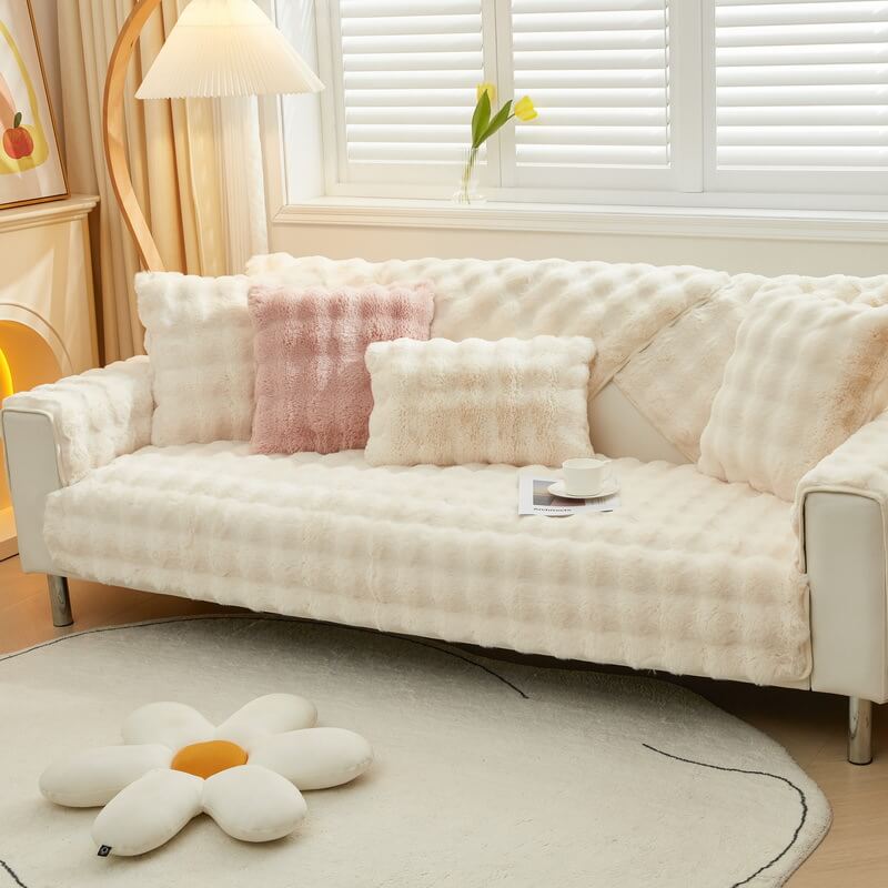 Kuschelplüsch Einfarbige Rutschfeste Couchdecke für Komfort | Karnz