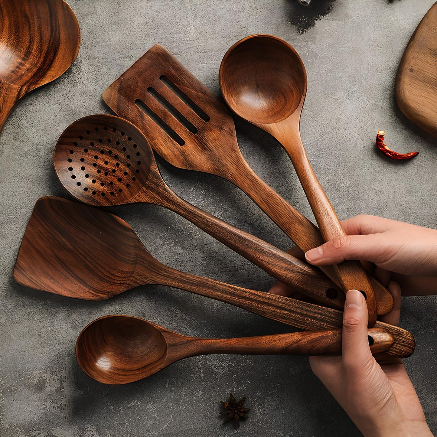 TeakChef 5-teiliges Küchenhilfe-Set – Hitzebeständig und Langlebig | Karnz