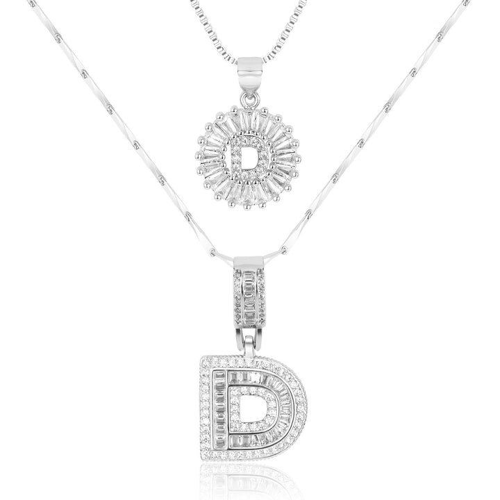 Karnz | 2pc 14k Diamant Buchstaben Initialen Halsketten