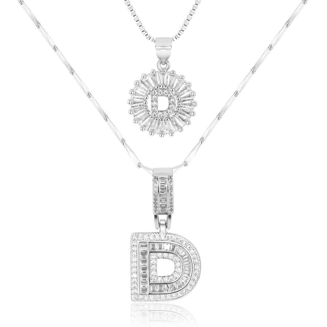 Karnz | 2pc 14k Diamant Buchstaben Initialen Halsketten