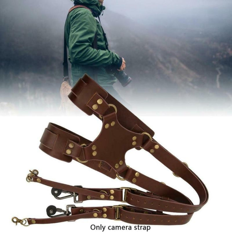 Schnellverschlus Anti-Rutsch Dual Schulter Leder Kamera-Gurt mit Metallhaken für SLR / DSLR Kameras (Braun)
