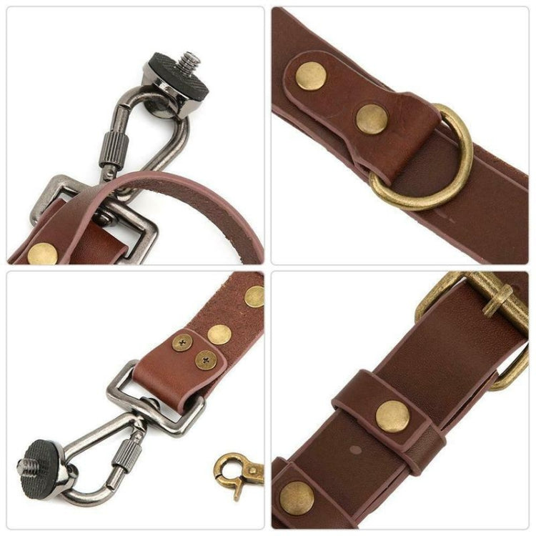 Schnellverschlus Anti-Rutsch Dual Schulter Leder Kamera-Gurt mit Metallhaken für SLR / DSLR Kameras (Braun)