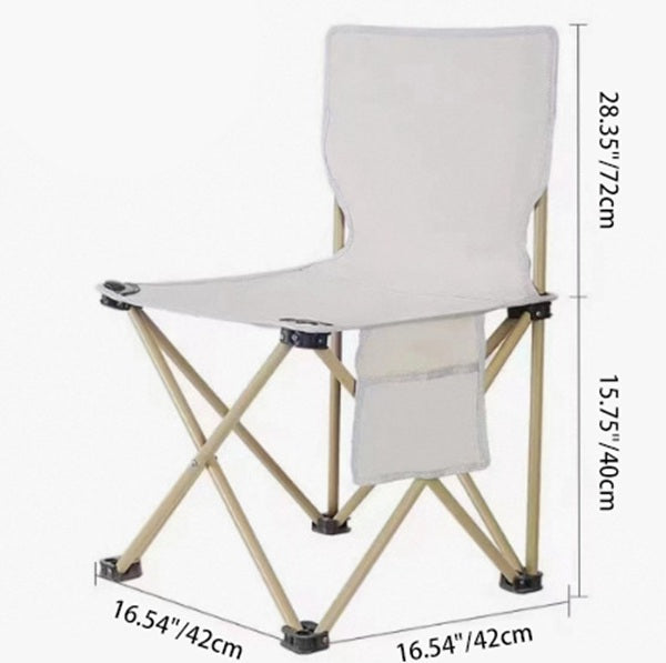 Zeitgenössischer skandinavischer Oxford-Stoff Stahl X-förmiger klappbarer Outdoor-Stuhl mit Rückenlehne für Camping & Strand | Karnz