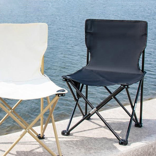 Zeitgenössischer skandinavischer Oxford-Stoff Stahl X-förmiger klappbarer Outdoor-Stuhl mit Rückenlehne für Camping & Strand | Karnz