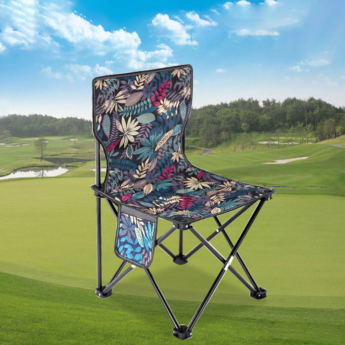 Zeitgenössischer skandinavischer Oxford-Stoff Stahl X-förmiger klappbarer Outdoor-Stuhl mit Rückenlehne für Camping & Strand | Karnz