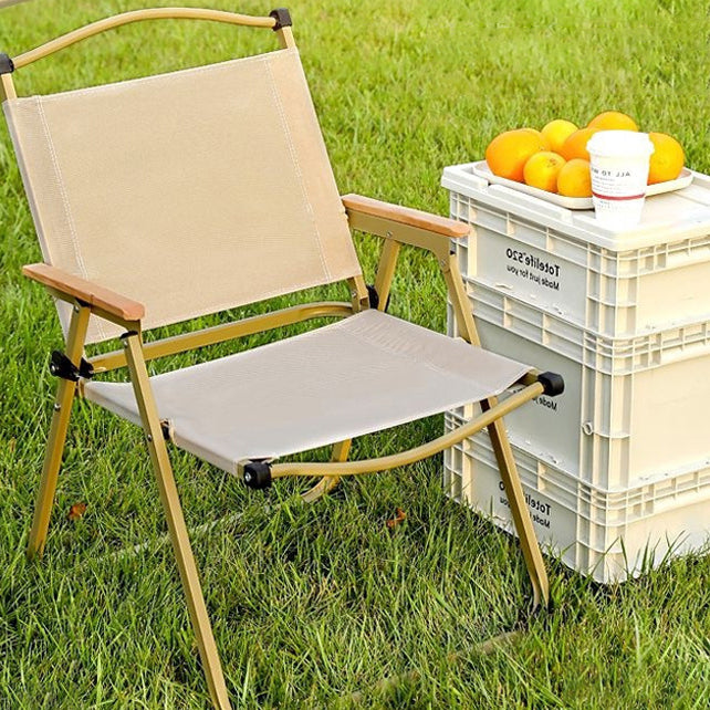 Zeitgenössischer skandinavischer Oxford-Stoff Stahl X-förmiger klappbarer Outdoor-Stuhl mit Rückenlehne für Camping & Strand | Karnz