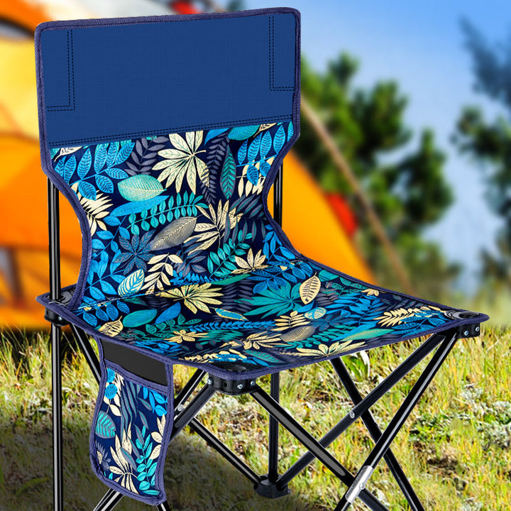 Zeitgenössischer skandinavischer Oxford-Stoff Stahl X-förmiger klappbarer Outdoor-Stuhl mit Rückenlehne für Camping & Strand | Karnz