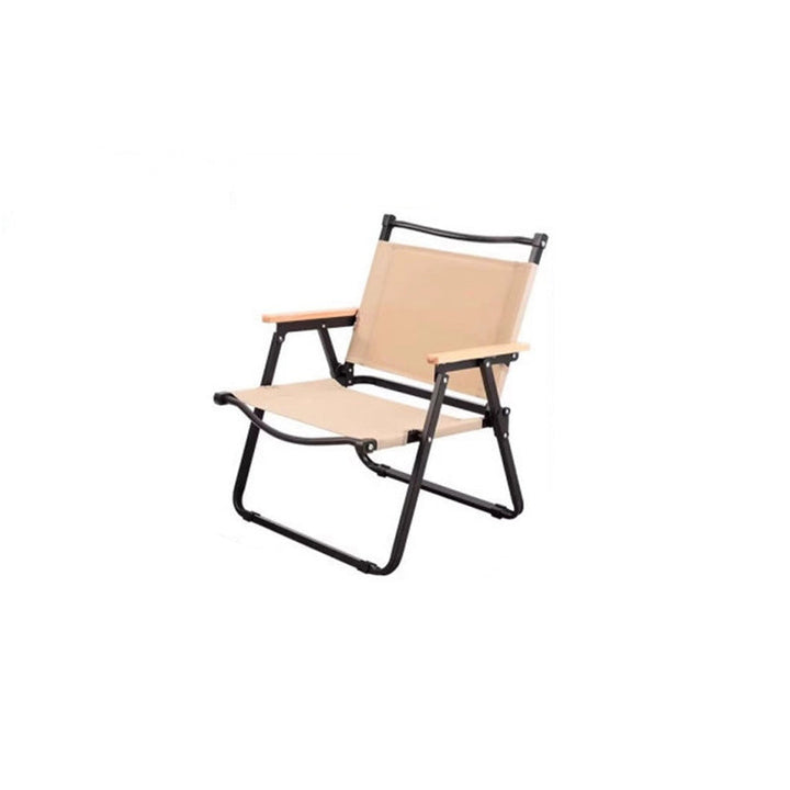 Moderner Minimalistischer Rechteckiger Buchenholz Kohlenstoffstahl Oxford-Stoff Outdoor Klapp-Campingstuhl mit Rückenlehne Armlehne für den Garten | Karnz