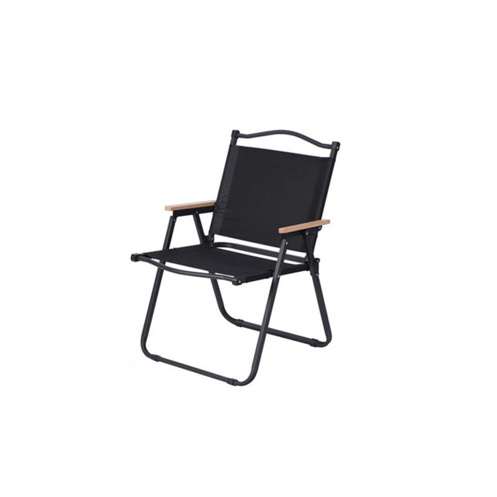Moderner Minimalistischer Rechteckiger Buchenholz Kohlenstoffstahl Oxford-Stoff Outdoor Klapp-Campingstuhl mit Rückenlehne Armlehne für den Garten | Karnz