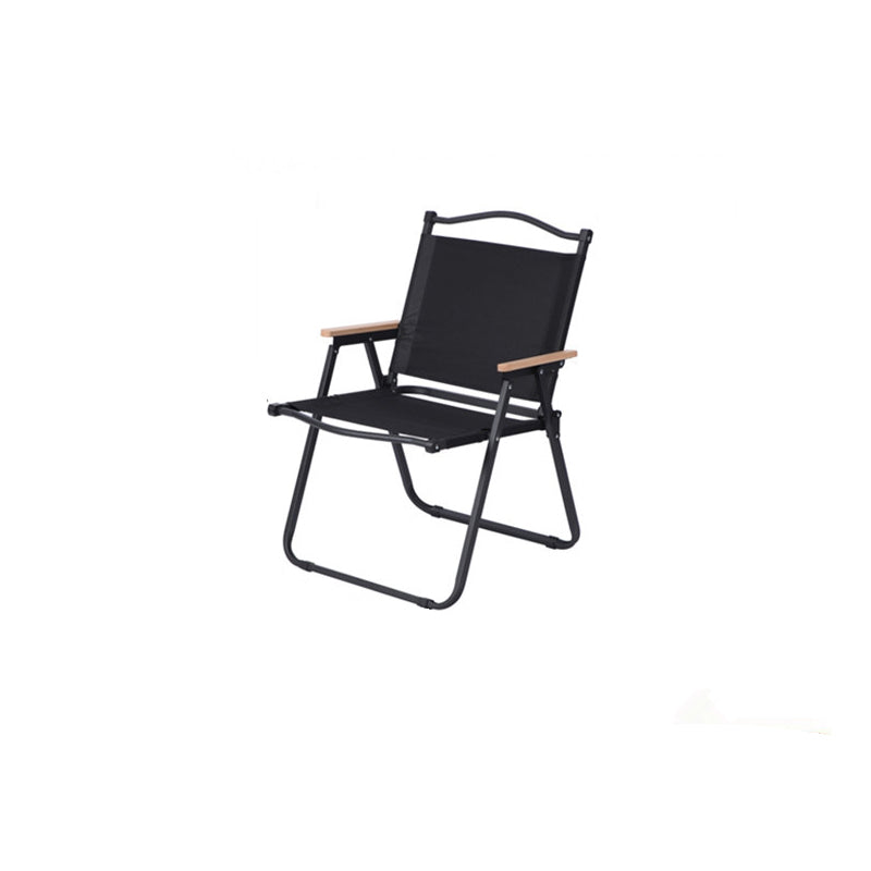 Moderner Minimalistischer Rechteckiger Buchenholz Kohlenstoffstahl Oxford-Stoff Outdoor Klapp-Campingstuhl mit Rückenlehne Armlehne für den Garten | Karnz