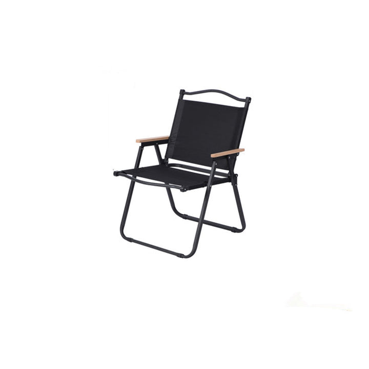 Moderner Minimalistischer Rechteckiger Buchenholz Kohlenstoffstahl Oxford-Stoff Outdoor Klapp-Campingstuhl mit Rückenlehne Armlehne für den Garten | Karnz