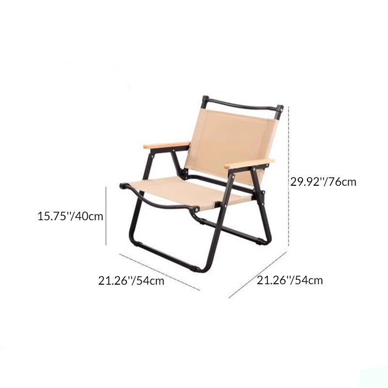 Moderner Minimalistischer Rechteckiger Buchenholz Kohlenstoffstahl Oxford-Stoff Outdoor Klapp-Campingstuhl mit Rückenlehne Armlehne für den Garten | Karnz