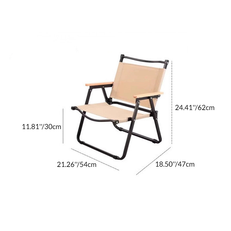 Moderner Minimalistischer Rechteckiger Buchenholz Kohlenstoffstahl Oxford-Stoff Outdoor Klapp-Campingstuhl mit Rückenlehne Armlehne für den Garten | Karnz