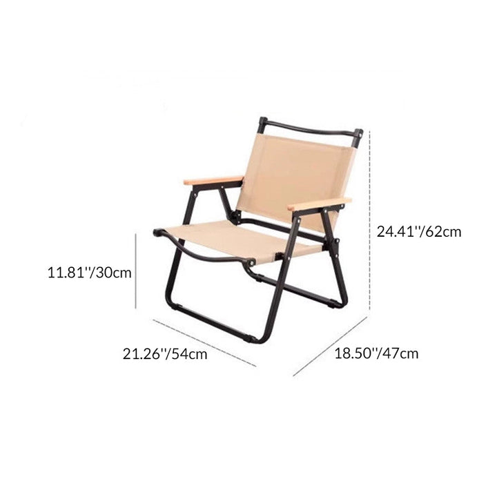 Moderner Minimalistischer Rechteckiger Buchenholz Kohlenstoffstahl Oxford-Stoff Outdoor Klapp-Campingstuhl mit Rückenlehne Armlehne für den Garten | Karnz