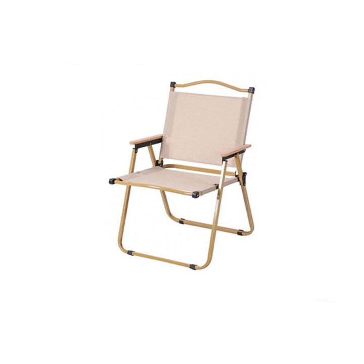 Moderner Minimalistischer Rechteckiger Buchenholz Kohlenstoffstahl Oxford-Stoff Outdoor Klapp-Campingstuhl mit Rückenlehne Armlehne für den Garten | Karnz