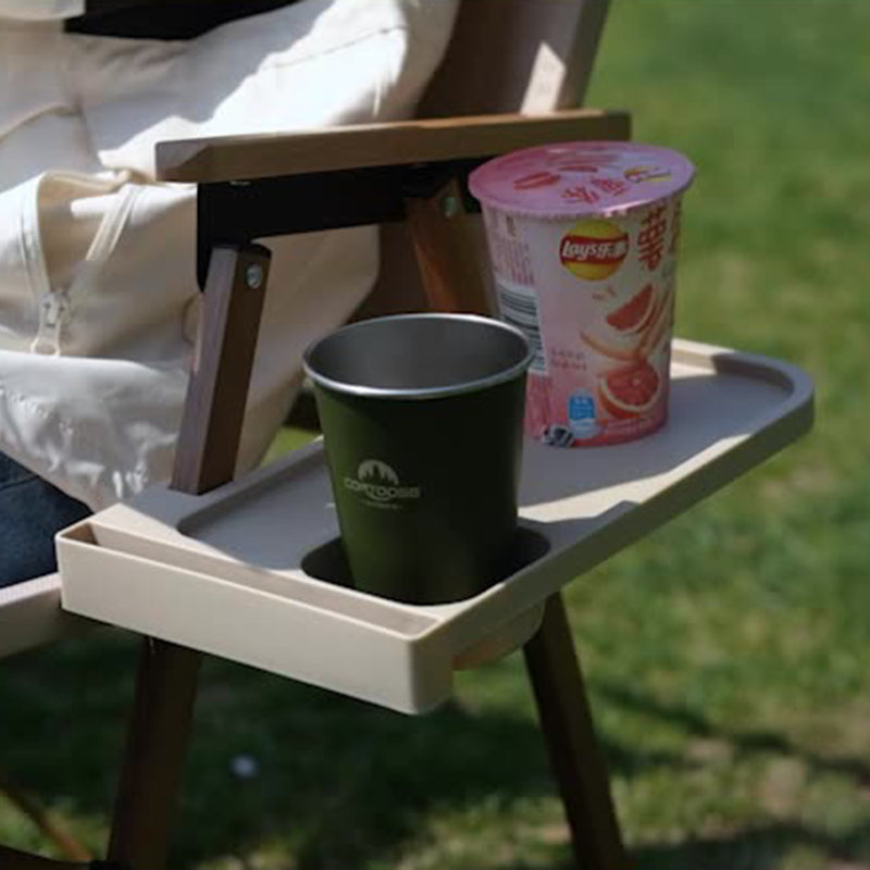 Rechteckiger, faltbarer und tragbarer Campingstuhl aus Kohlenstoffstahl, Aluminiumlegierung, Buchenholz, Oxford-Gewebe und PET mit abnehmbarer Rückenlehne und Armlehnen für den Garten