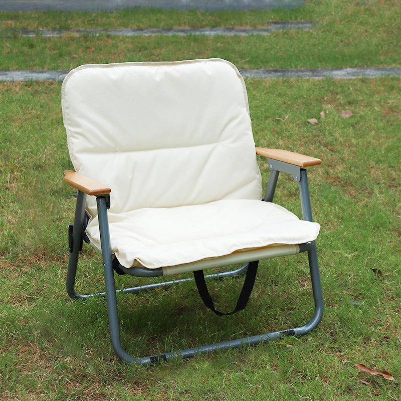 Modern Minimalistische Rechteckige Kohlenstoffstahl Oxford-Gewebe Zusammenklappbarer Campingstuhl Rückenlehne Armlehne Für Garten | Karnz