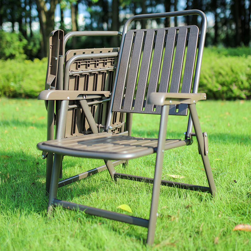 Wasserdichter, rechteckiger, faltbarer Campingstuhl aus Kohlenstoffstahl und PVC mit Rückenlehne und Armlehnen für den Garten