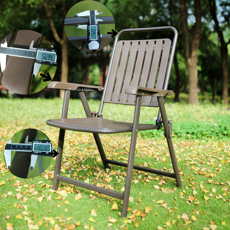 Wasserdichter, rechteckiger, faltbarer Campingstuhl aus Kohlenstoffstahl und PVC mit Rückenlehne und Armlehnen für den Garten