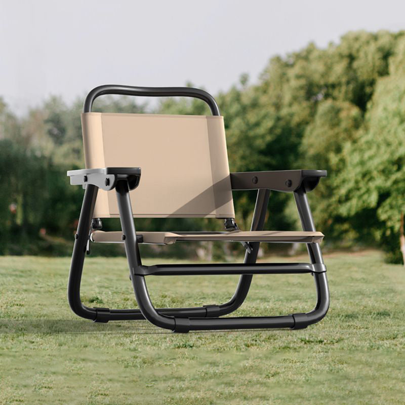 Modern minimalist quadratischer gebogener Oxford-Stoffstahlrohrstuhl mit Rückenlehne und Armlehne für den Außenbereich | Karnz